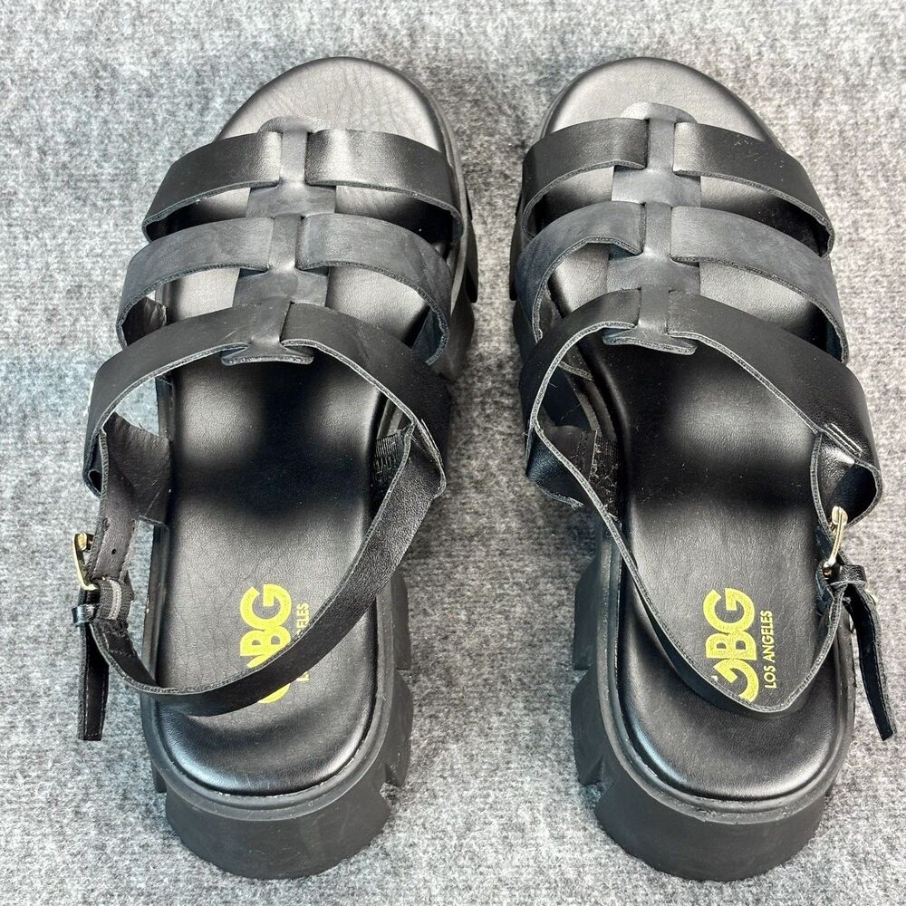 GBG Los Angeles Women’s Gladiator Platform Sandals Black Lug Sole Size 11M